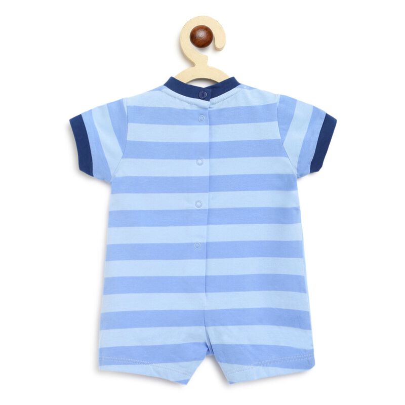 Boys Medium Light Blue Printed Short Sleeve Romper image number null